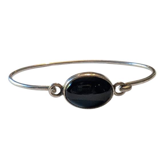 Sterling Silver Stamped OTC MX Onyx Modern Minimalist Bracelet 7.5 inches - Picture 4 of 9